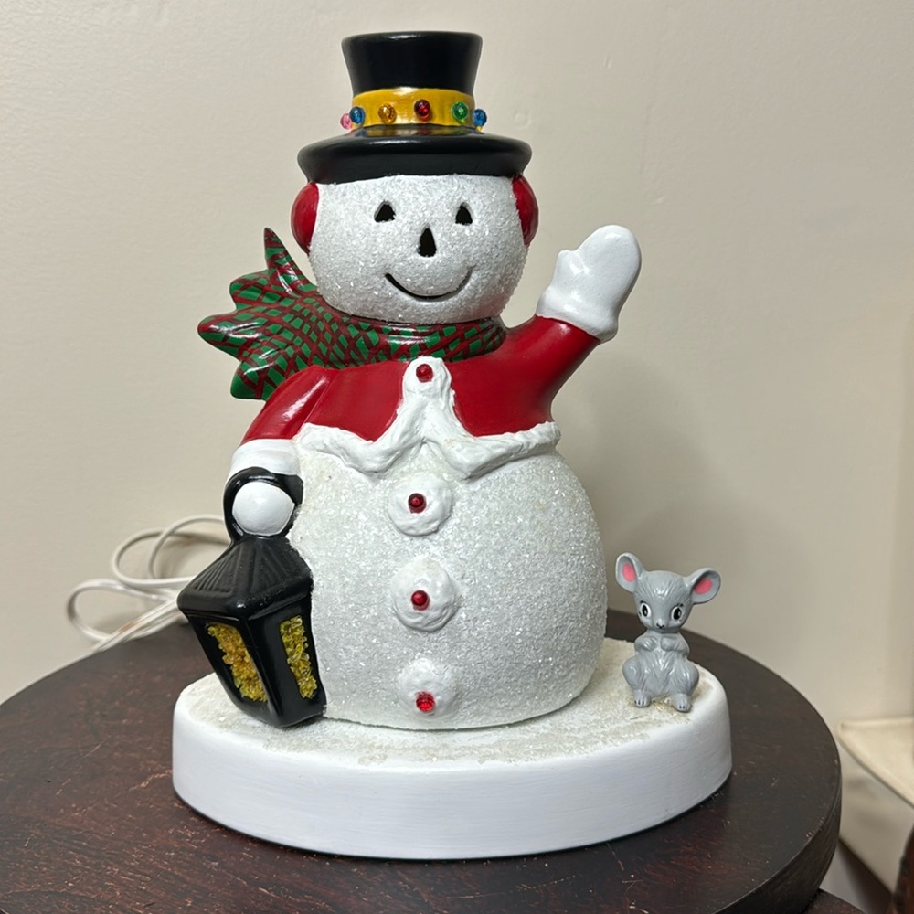Vintage ceramic snowman light up home decor